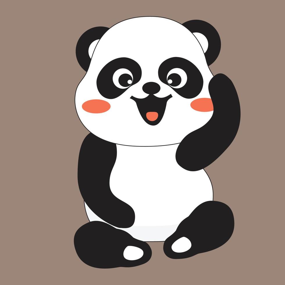 rolig liten söt panda vektor bild och illustration