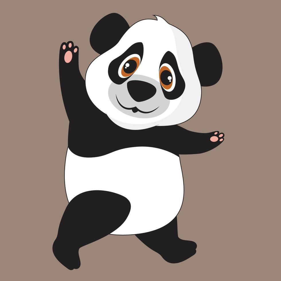 söt panda gående vektor bild och illustration