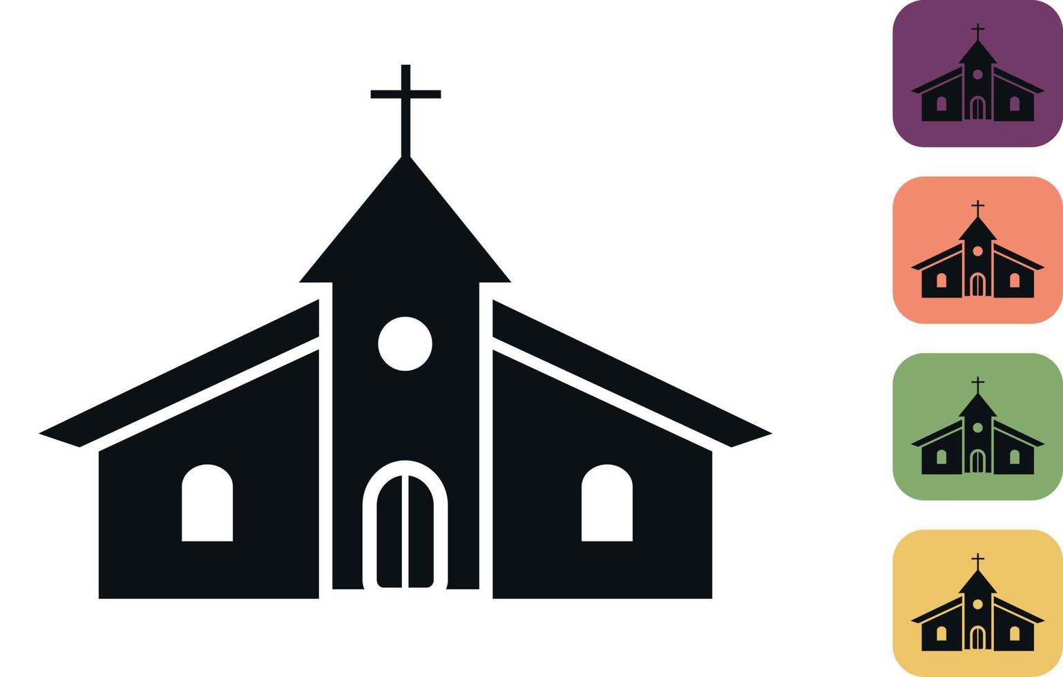 katholisch Kirche Gliederung Symbol. Dom. Stadt die Architektur. Vektor Illustration von ein Kirche auf Weiß Hintergrund und verschiedene Farbe Hintergrund