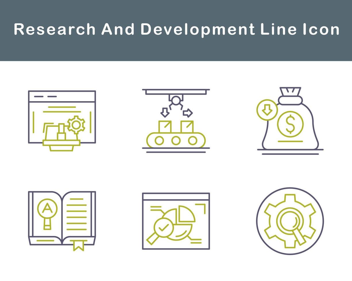 forskning och utveckling vektor ikon uppsättning