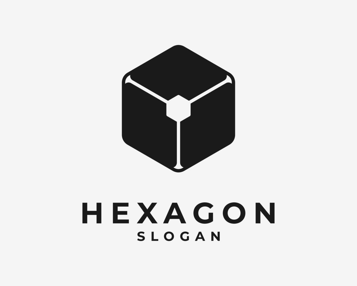 sexhörning kub rektangel blockera låda polygon form strukturera geometrisk platt minimal vektor logotyp design