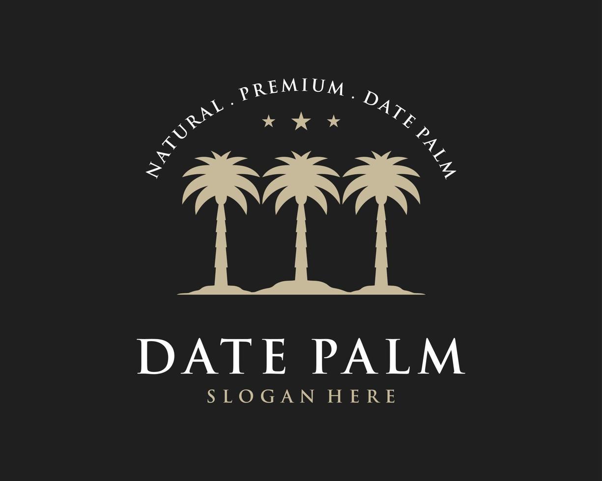 Termine Palme Baum Mitte Osten Silhouette elegant Luxus klassisch Jahrgang Hipster Vektor Logo Design