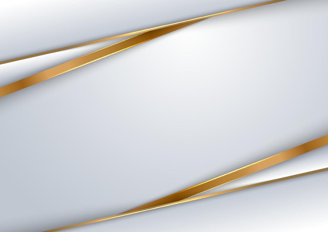 geometrische überlappende Schicht des abstrakten Schablonendesigns des weißen und grauen Hintergrunds mit Luxusstil der goldenen Linie vektor