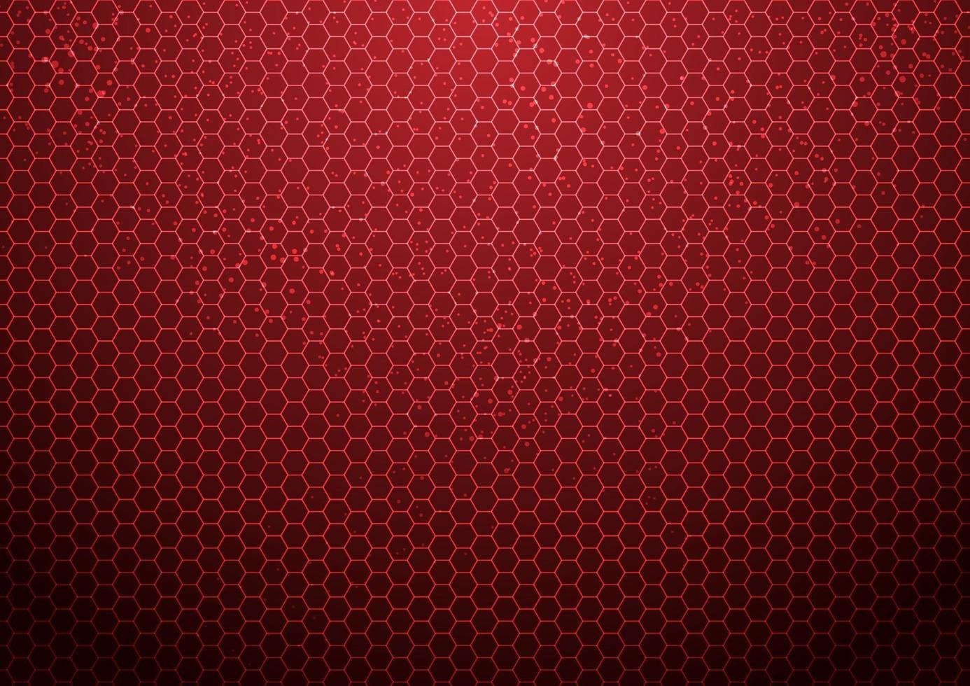abstrakt röd hexagon mönster bakgrund med partiklar teknik futuristiska vektor