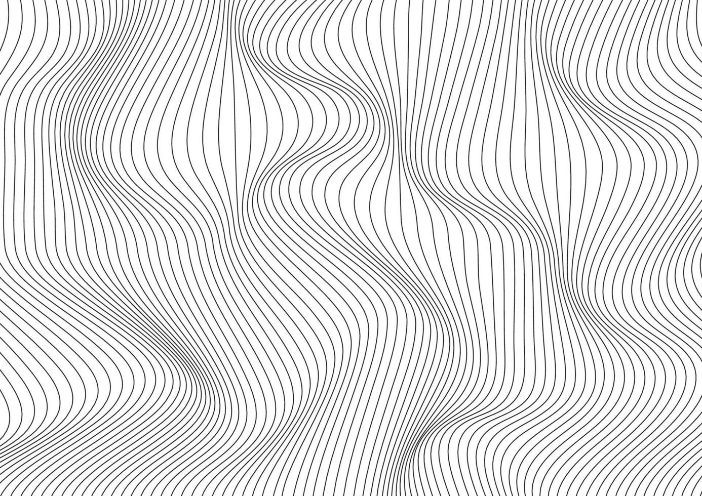 dünne gekrümmte Linienmuster der abstrakten schwarzen Welle auf weißem Hintergrund und Textur. vektor
