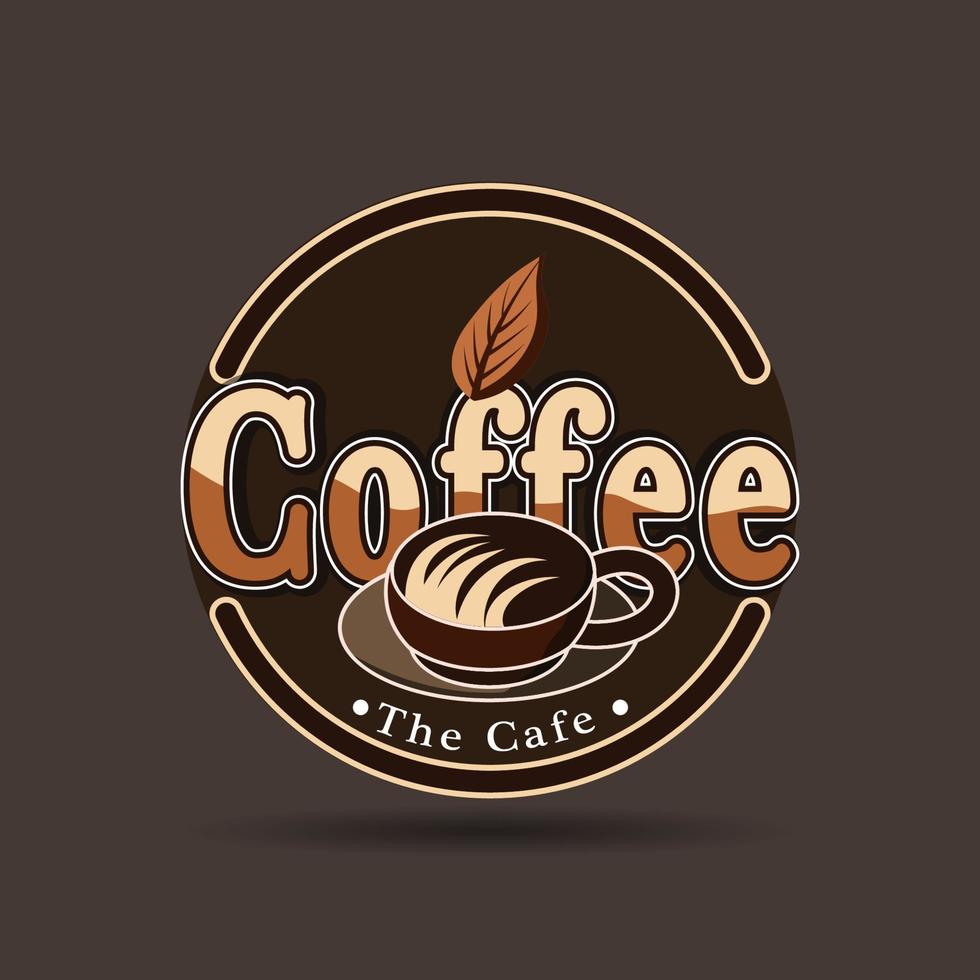 kaffe logotyp på svart bakgrund med gyllene översikt vektor