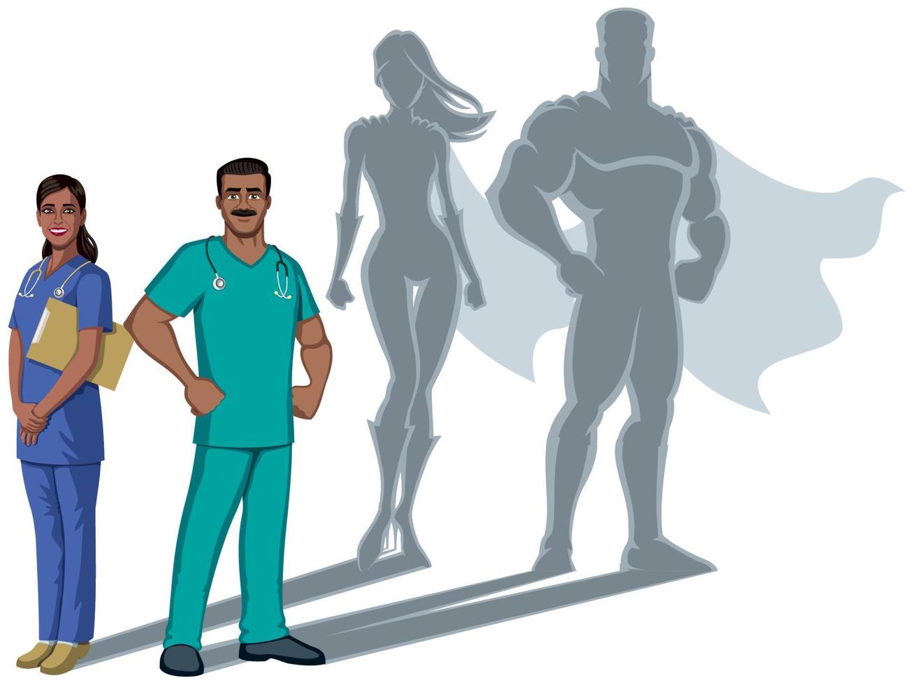 indisch Krankenschwester Superhelden Schatten vektor