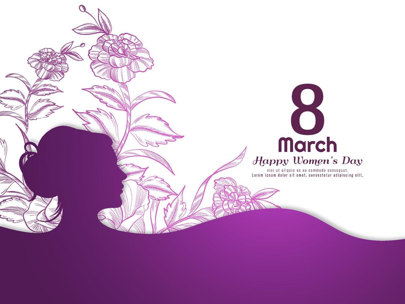 Lycklig kvinnors dag festival 8 Mars bakgrund design vektor