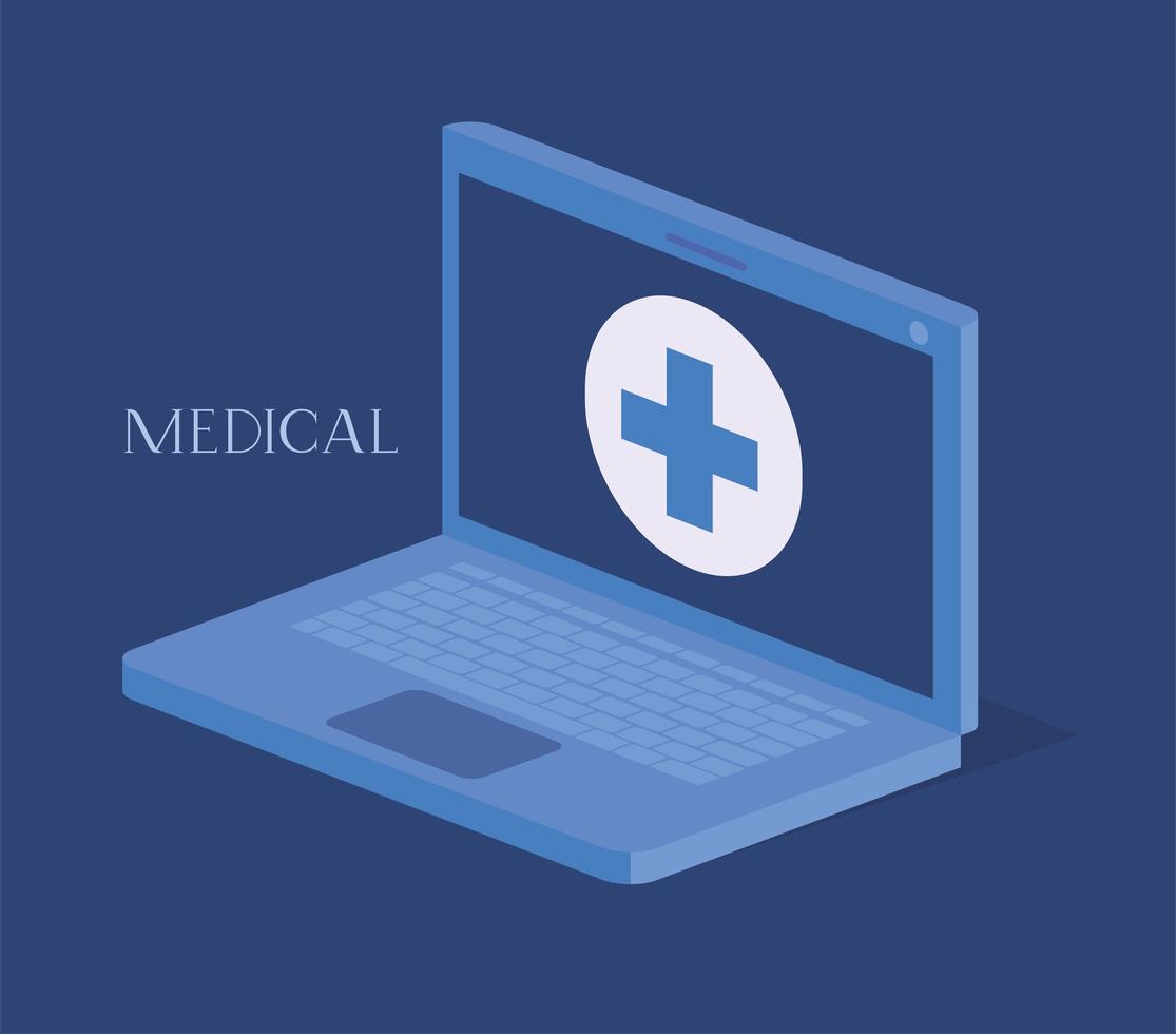 Laptop Telemedizin Service Symbol Vektor-Illustration vektor