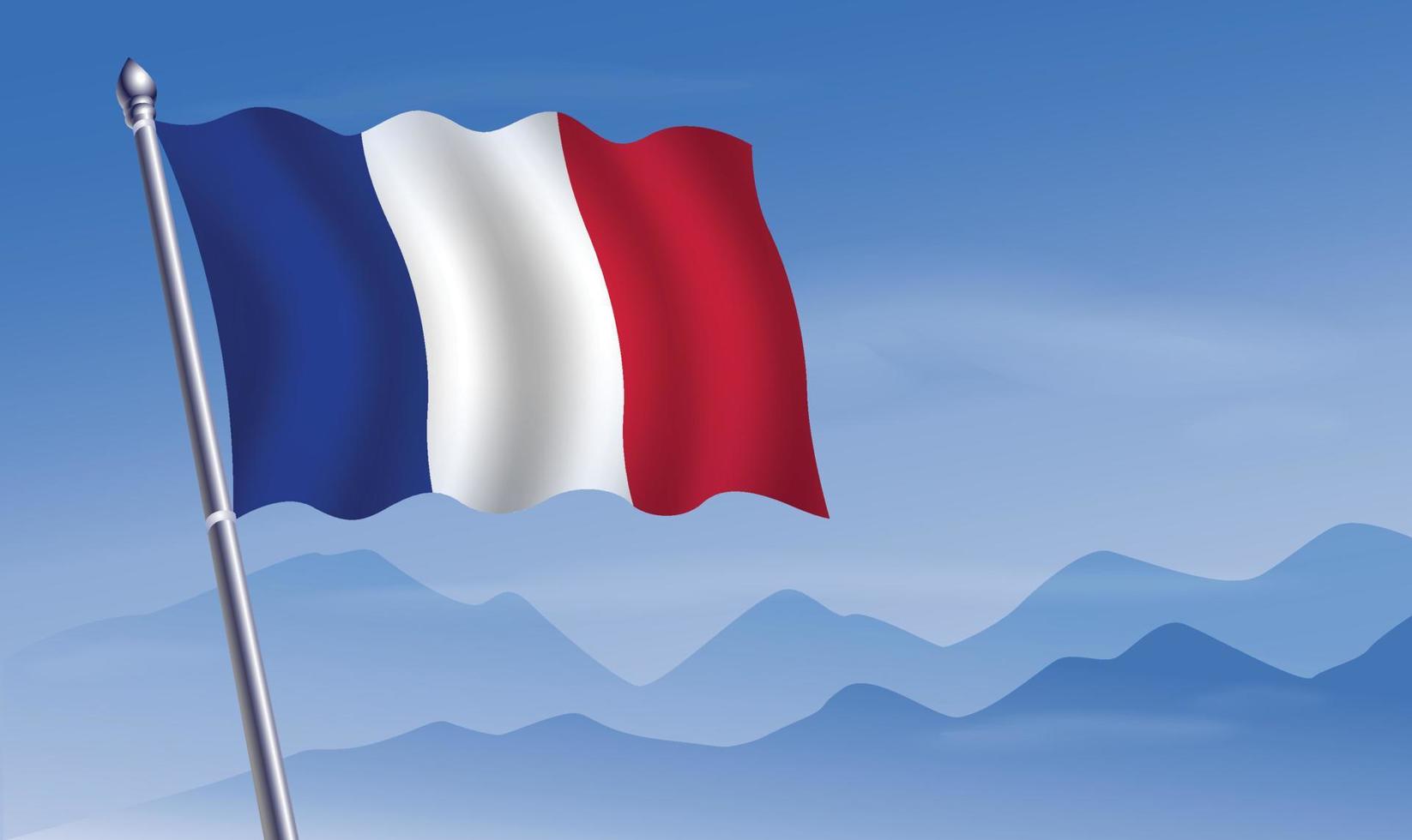 Frankreich Flagge mit Hintergrund von Berge und Himmel vektor