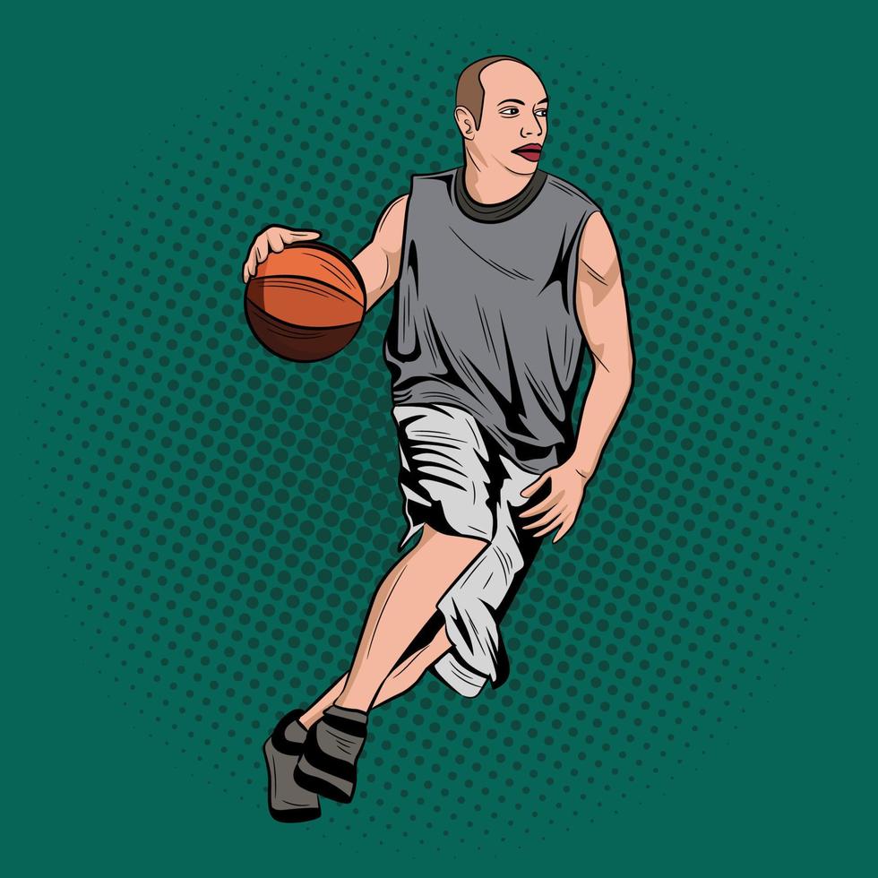 pop- konst komisk basketboll spelare vektor stock illustration