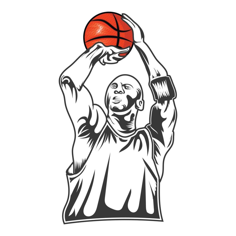 Basketball Spieler mit ein Basketball Vektor Design