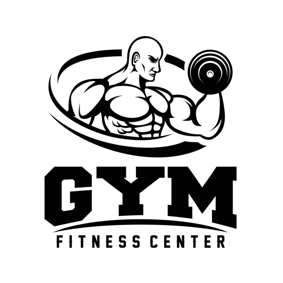 Fitness und Fitnessstudio Logo. Bodybuilding Logo Design Inspiration Vektor