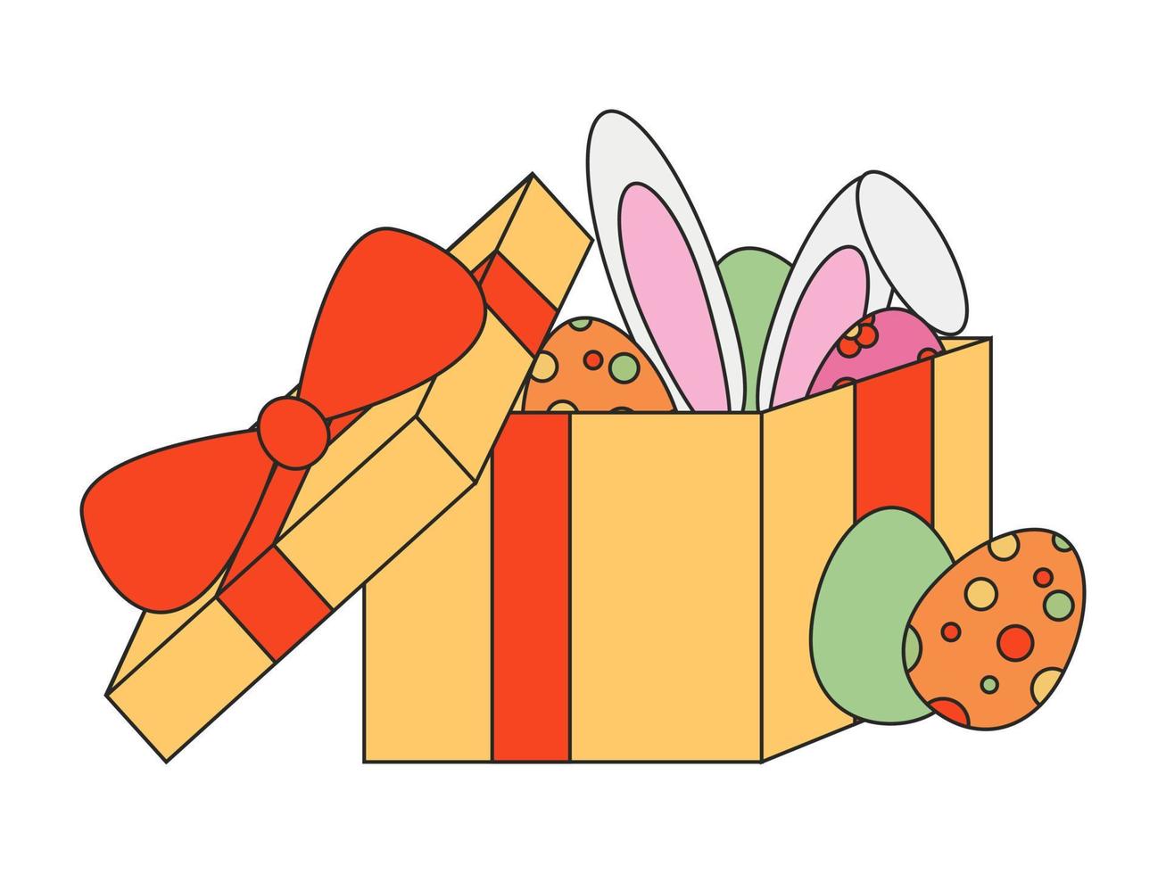 gåva med påsk ägg och påsk kanin. påsk gåva, vektor illustration