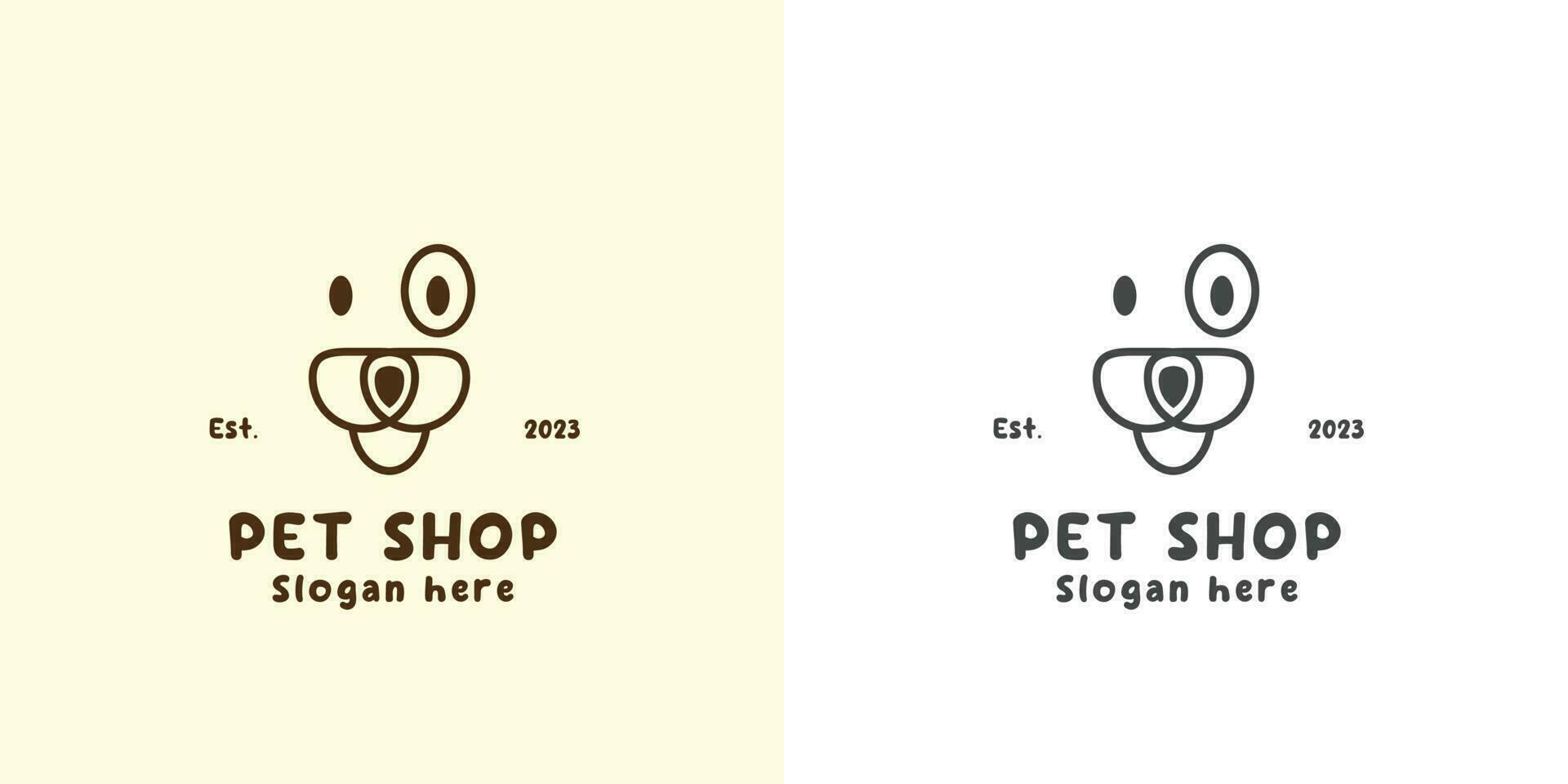 Haustier Geschäft Logo Design Illustration eben Konzept von ein einfach minimalistisch Hund Gesicht Schatten Silhouette. Hund Gesicht Symbol wie ein Vektor Symbol nützlich zum Haustier Unternehmen