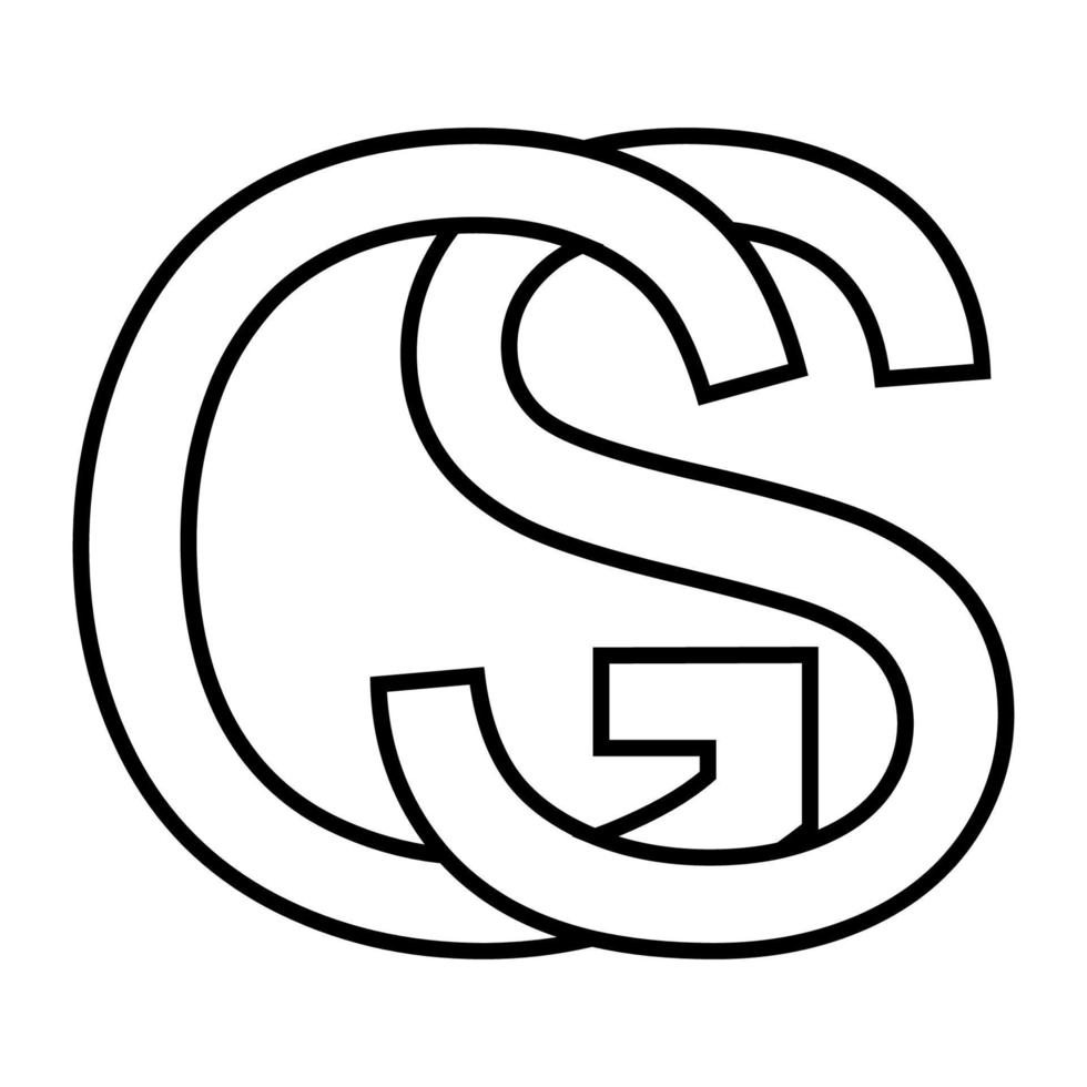 logotyp tecken gs sg ikon nft interlaced brev g s vektor