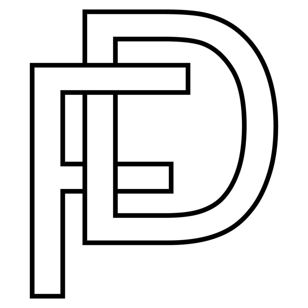 logotyp tecken, fd df ikon, nft fd interlaced brev f d vektor