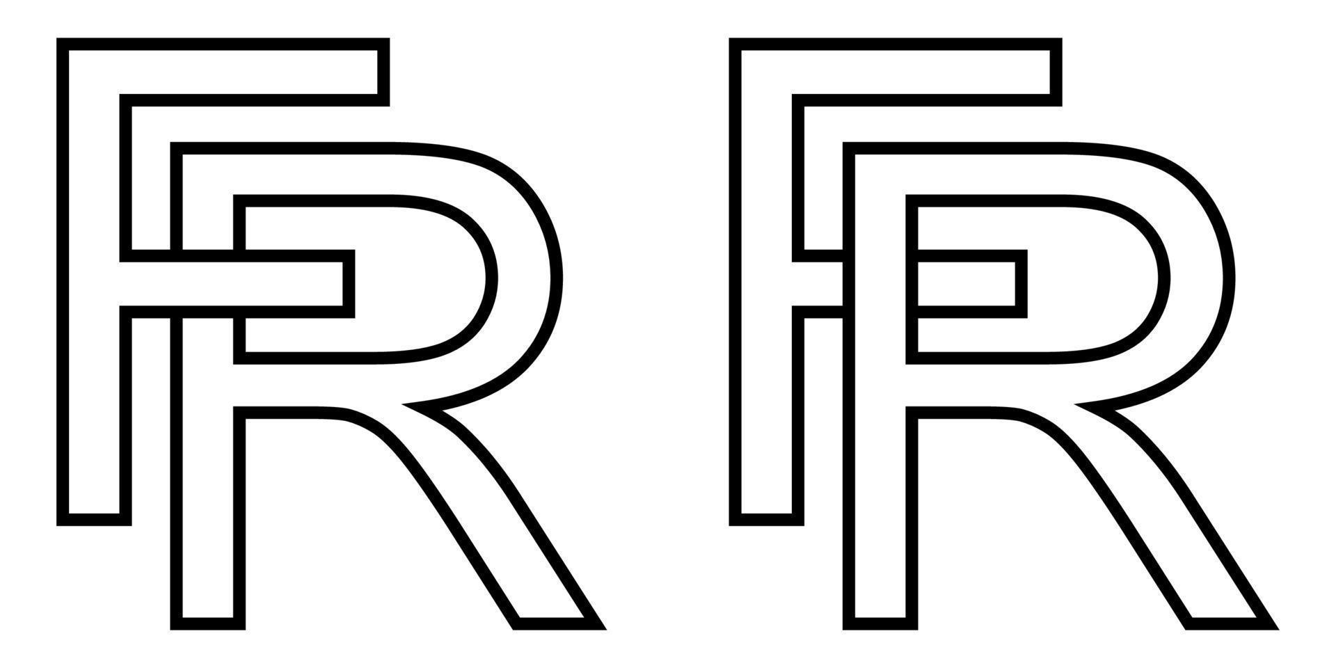 Logo Zeichen fr und rf Symbol Zeichen interlaced Briefe R, f Vektor Logo rf, fr zuerst Hauptstadt Briefe Muster Alphabet r f