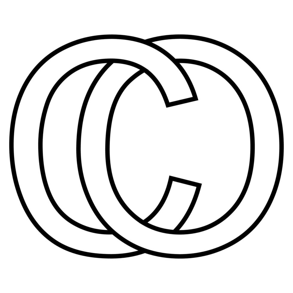 logotyp tecken oc co ikon tecken interlaced brev c o logotyp oc co först huvudstad brev mönster alfabet o, c vektor