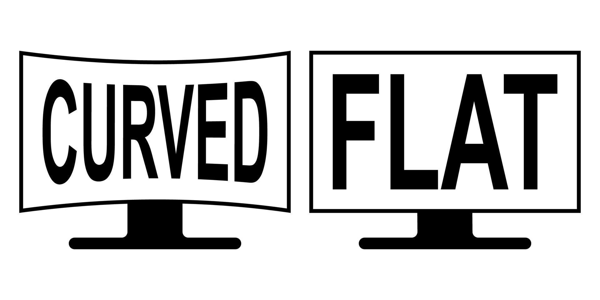 eben und gebogen Bildschirm Monitor Symbol, Vektor Zeichen Symbol gebogen eben Bildschirm Monitor anders Matrix