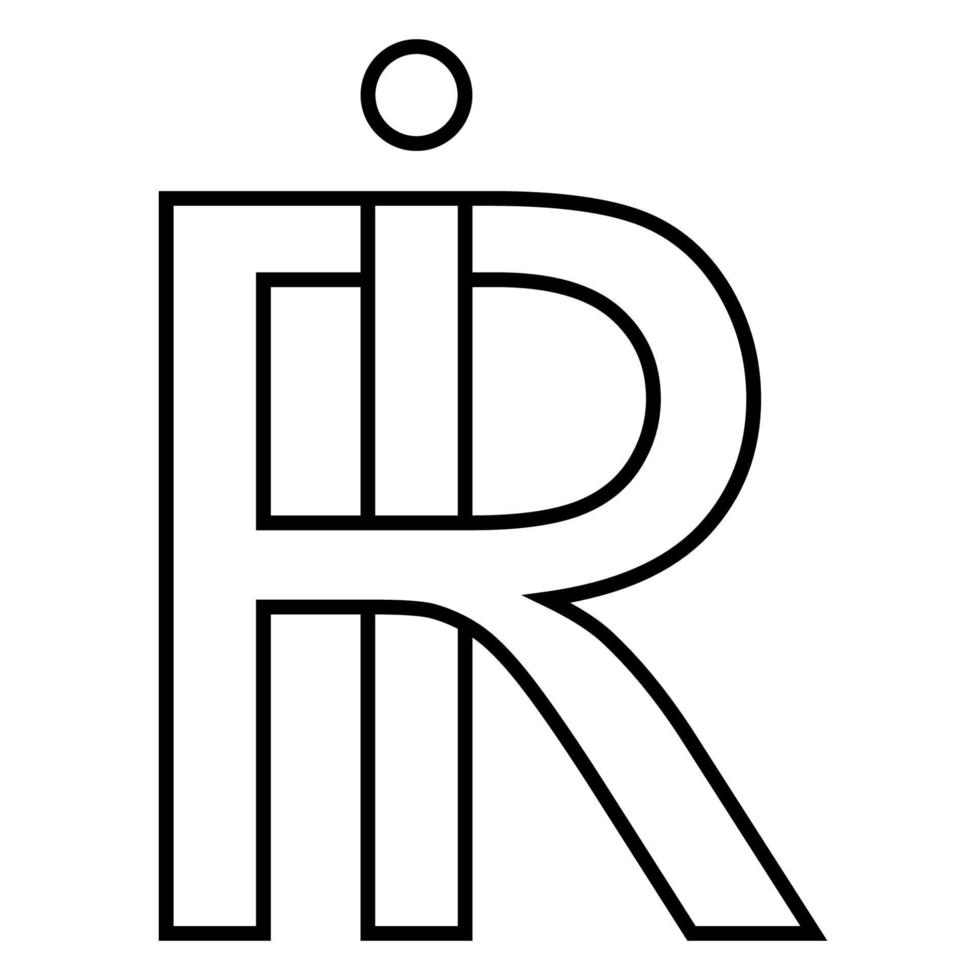 Logo Zeichen ir ri Symbol nft interlaced Briefe ich r vektor