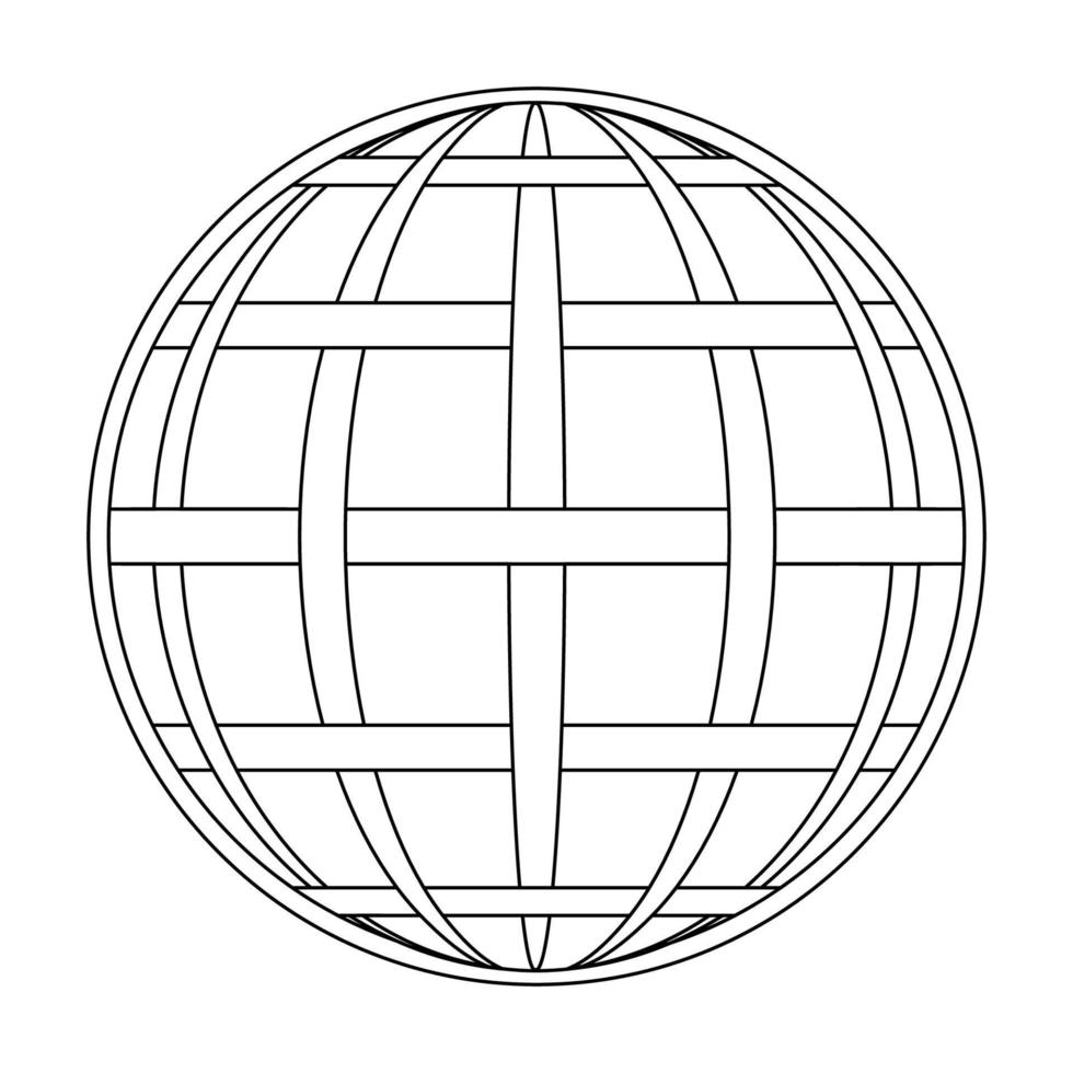 verflochten Meridian und parallel von das Globus von das Erde Netz, das Globus von das Feld Linie auf das Oberfläche von das Meridian und parallel Vektor Vorlage Gitter