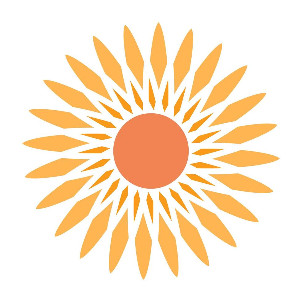 Sonne mit warm Orange Strahlen von Licht im das gestalten von ein Blume Lager Illustration vektor