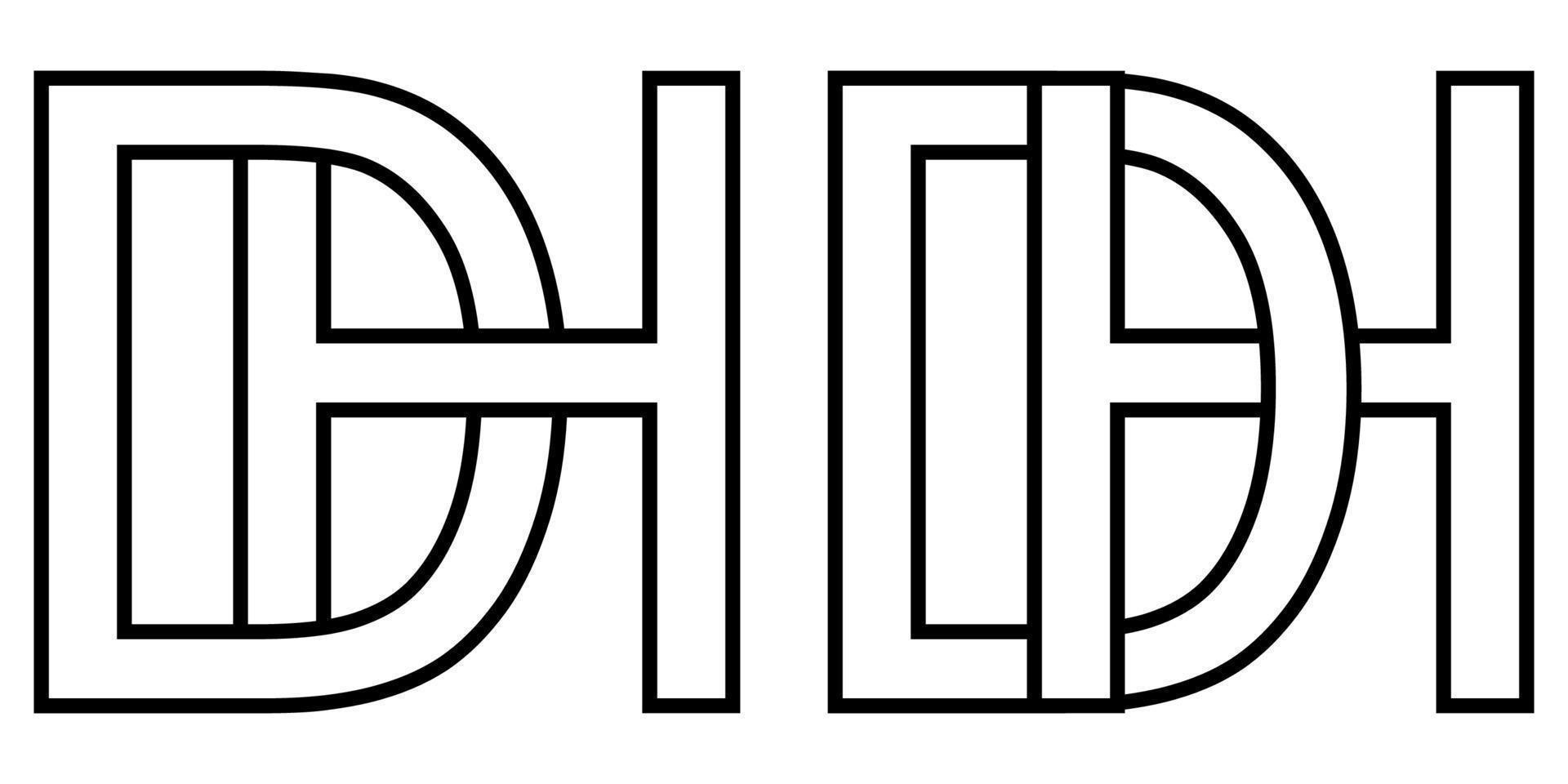 Logo hd dh Symbol Zeichen zwei interlaced Briefe h D, Vektor Logo hd dh zuerst Hauptstadt Briefe Muster Alphabet h d