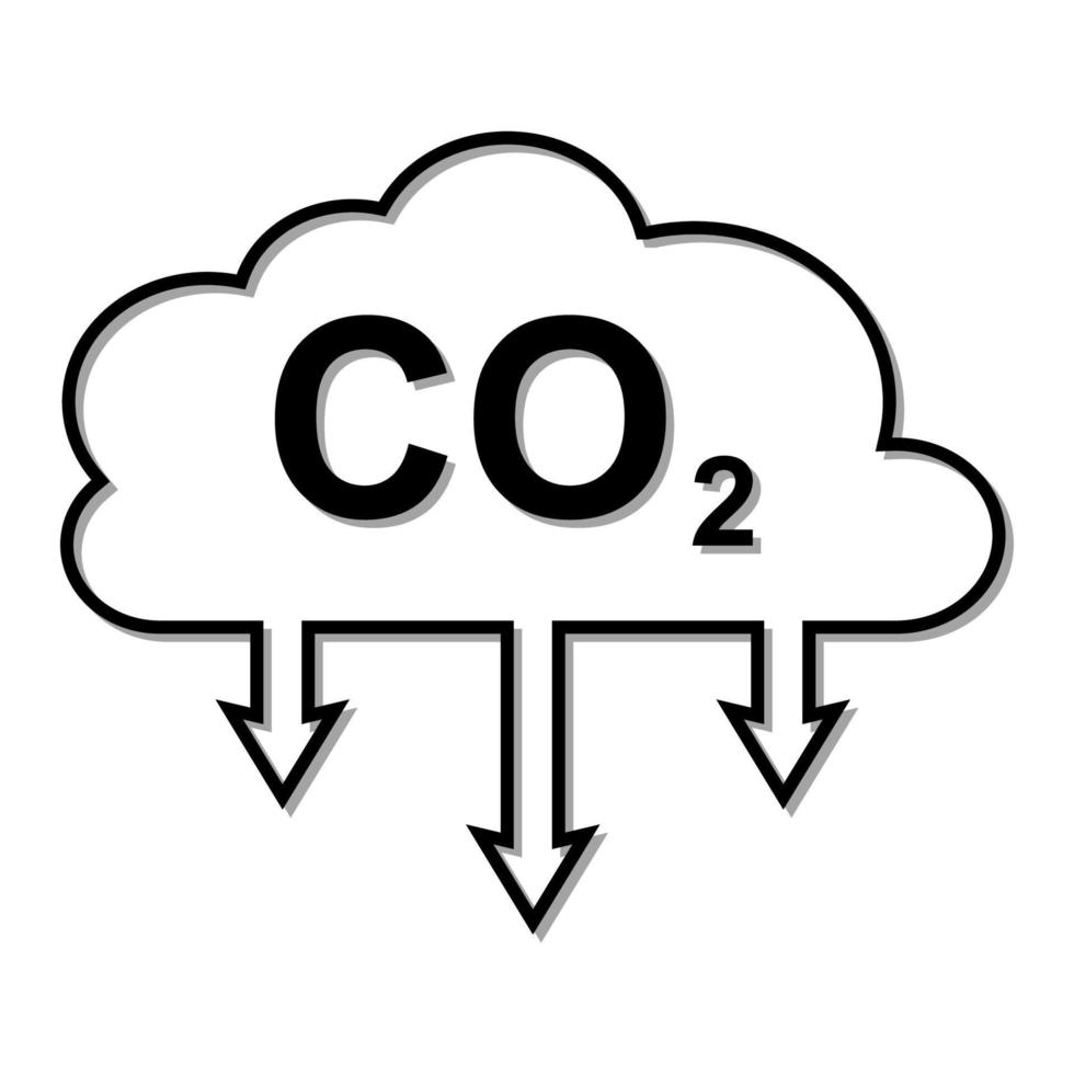 ikon kol dioxid utsläpp co2 moln med en skugga. företag begrepp för minska co2 gas utsläpp vektor