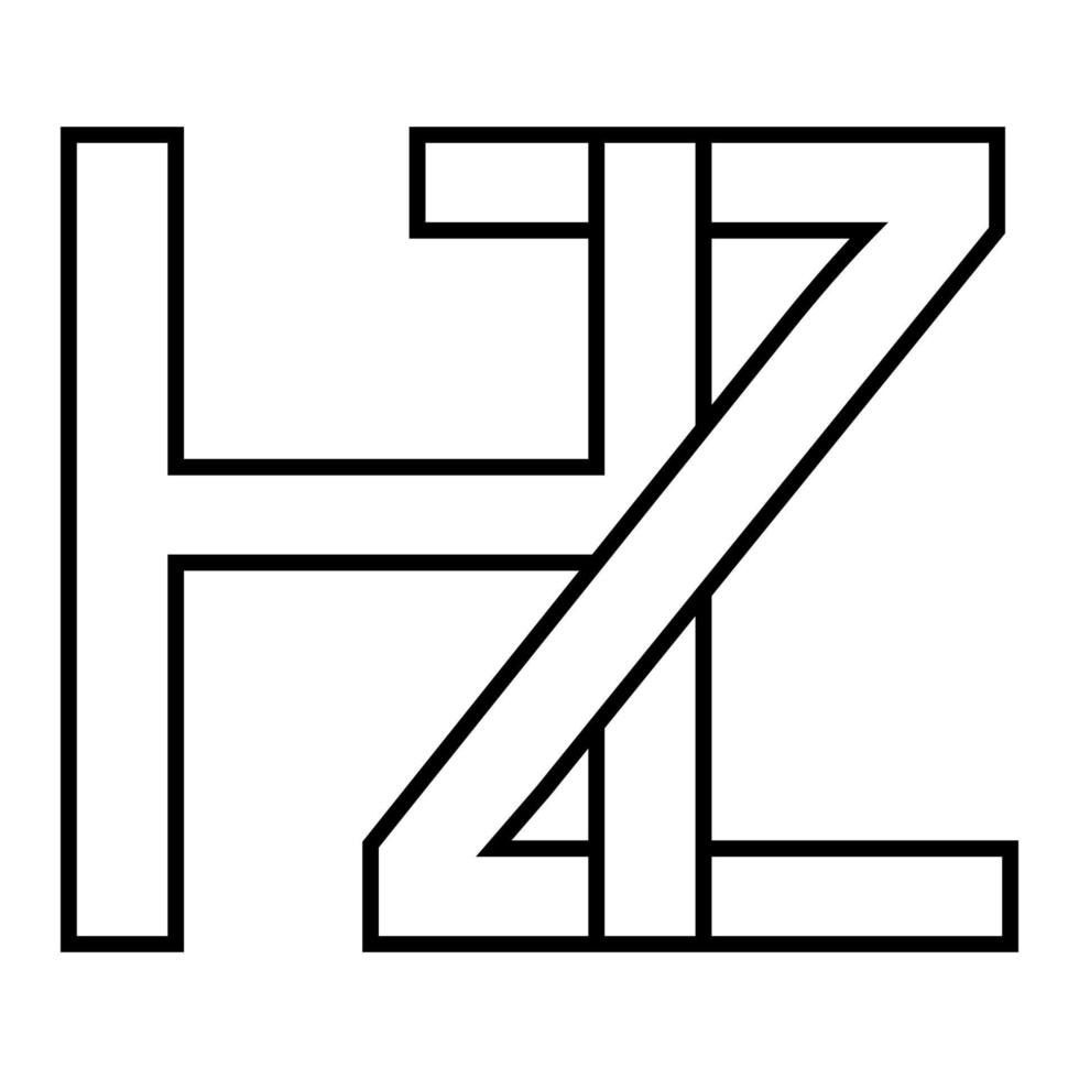 logotyp tecken hz Z H, ikon nft interlaced brev z h vektor