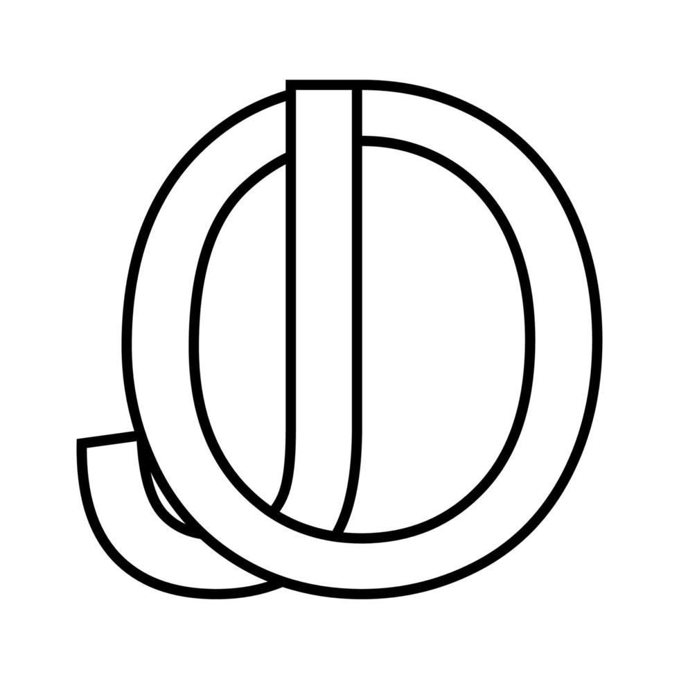 Logo Zeichen oj Jo, Symbol doppelt Briefe Logo Ö j vektor