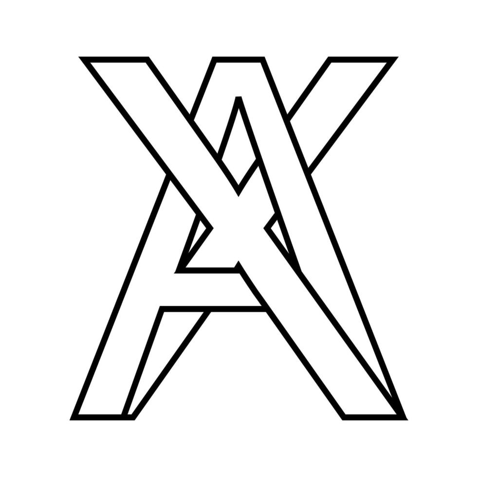Logo Zeichen Axt, xa Symbol Zeichen interlaced Briefe A, x Vektor Logo Axt, xa zuerst Hauptstadt Briefe Muster Alphabet A, x