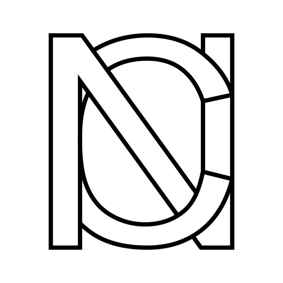 logotyp tecken nc cn, ikon tecken interlaced brev n c vektor