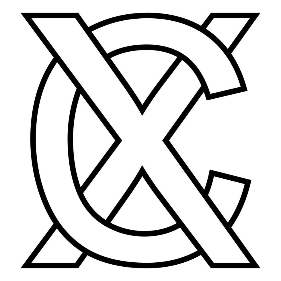 Logo Zeichen xc cx Symbol Zeichen zwei interlaced Briefe X, c Vektor Logo xc, cx zuerst Hauptstadt Briefe Muster Alphabet X, c