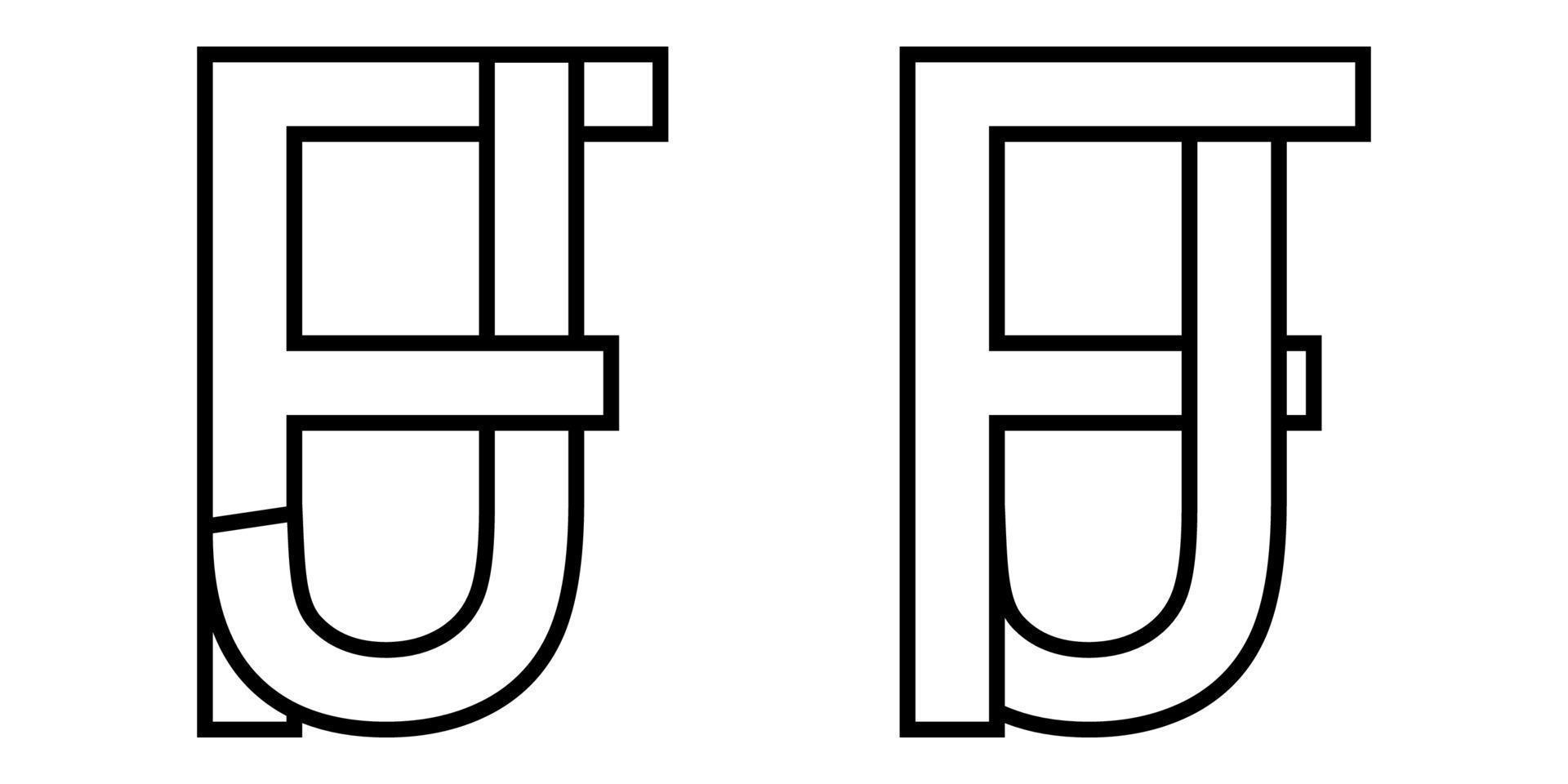 Logo Zeichen fj jf Symbol Zeichen interlaced Briefe J, f Vektor Logo jf, fj zuerst Hauptstadt Briefe Muster Alphabet j f