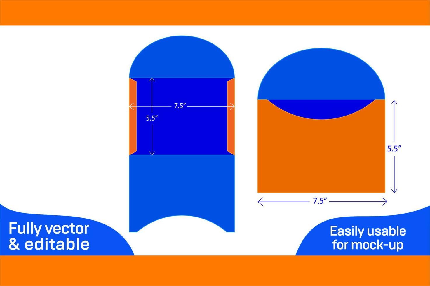 Briefumschlag angepasst Design 5,5 x 7,5 Zoll Dieline Vorlage und 3d Design Umschlag3d Box vektor