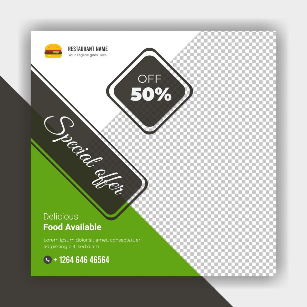 Restaurant Essen Social Media Post Template Design vektor