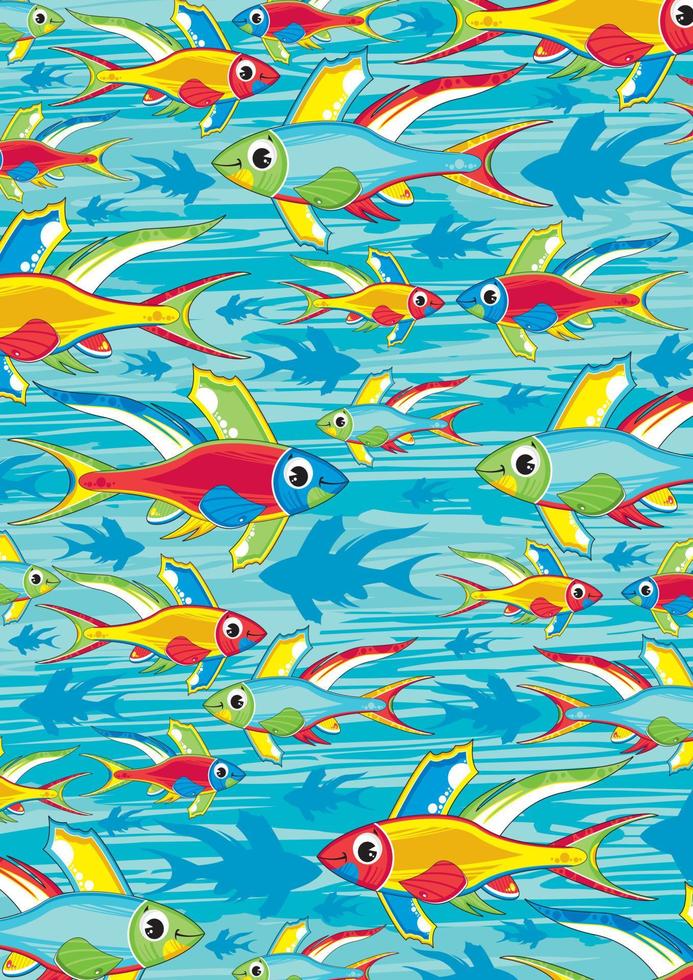süß Karikatur tropisch Fisch unter Wasser Szene vektor