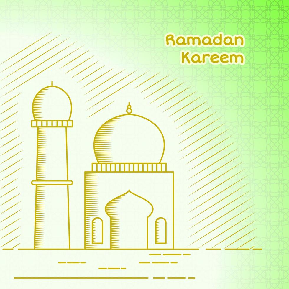 Ramadan kareem Design Vorlage mit Moschee Linie Symbol. minimal und einfach Konzept. benutzt zum Gruß Karte oder Symbol vektor