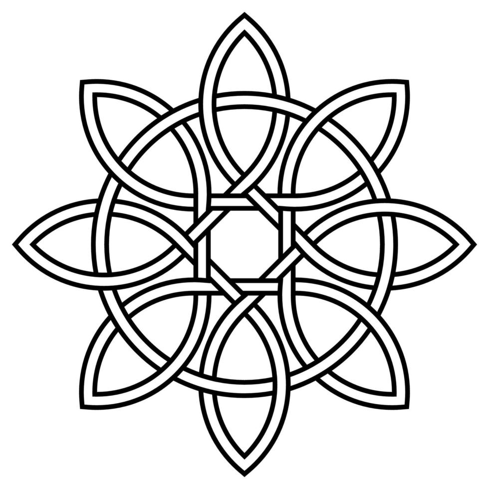 celtic Knut av kronblad och cirkel av natur och livslängd, vektor tibetan symbol Knut evig liv och kärlek