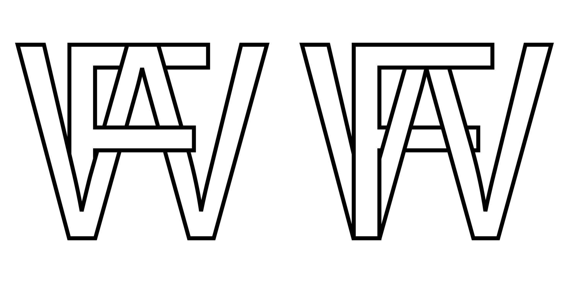logotyp tecken fw, wf ikon tecken interlaced brev w, f vektor logotyp wf, fw först huvudstad brev mönster alfabet w f