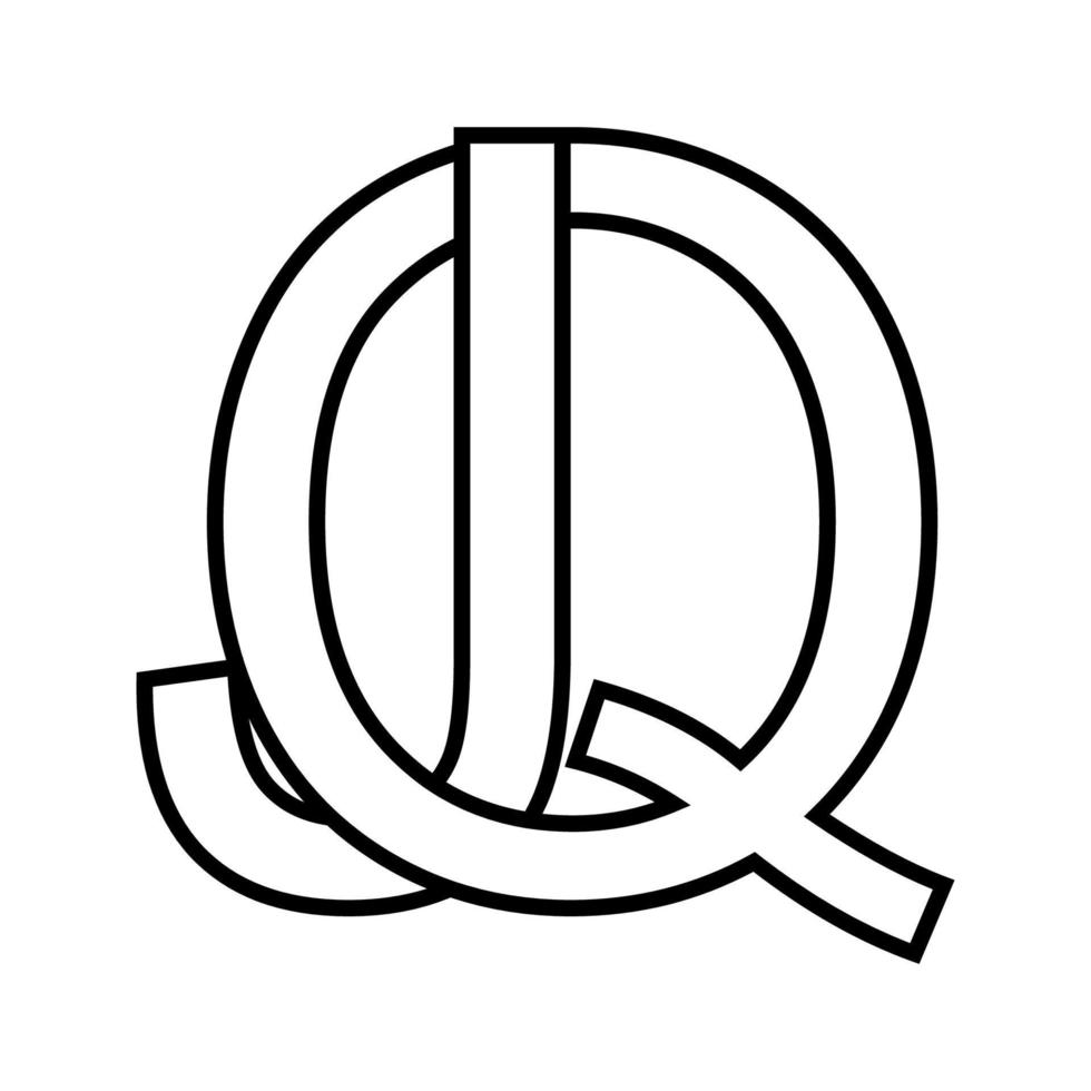 Logo Zeichen qj jq, Symbol doppelt Briefe Logo q j vektor