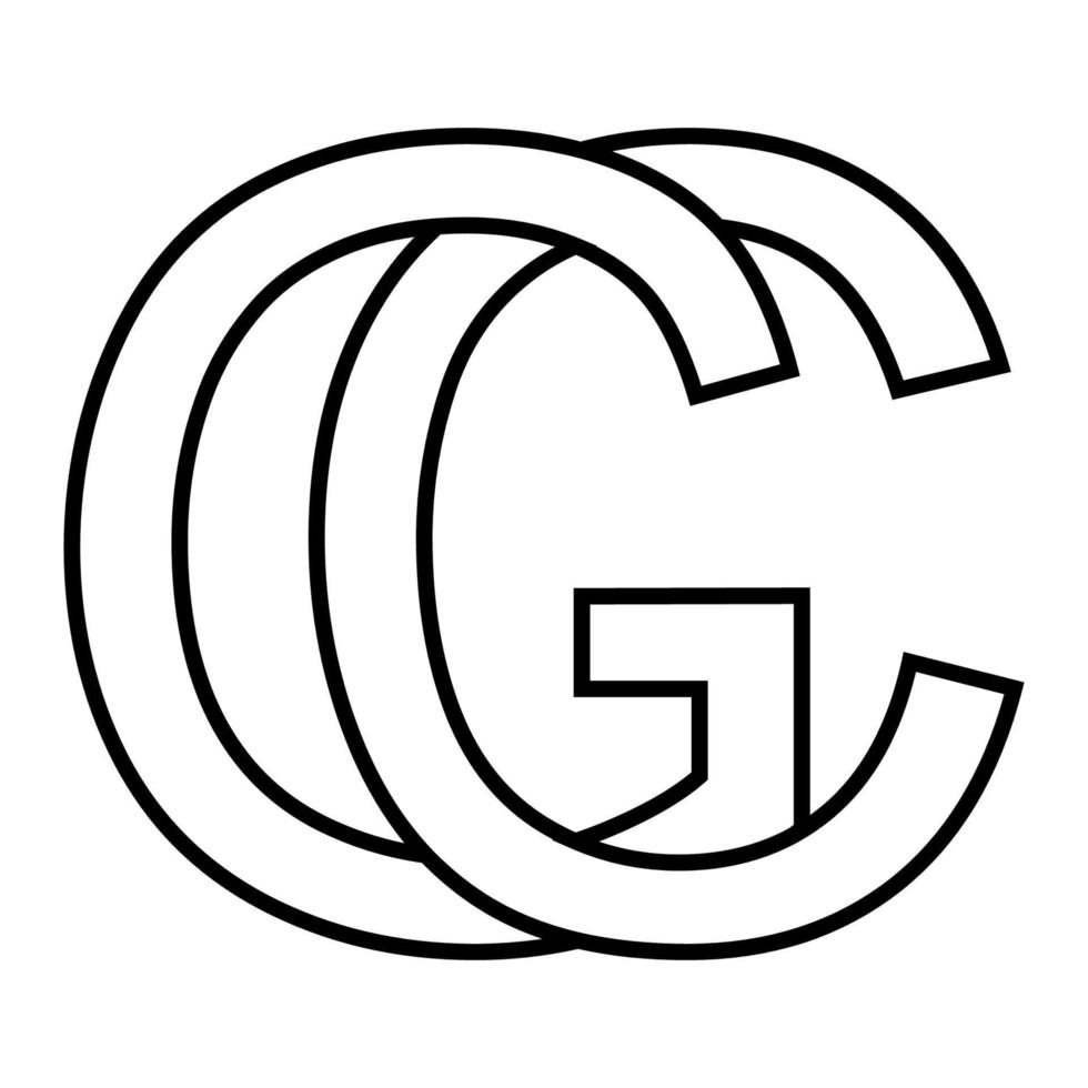 logotyp tecken gc cg ikon nft gc interlaced brev g c vektor