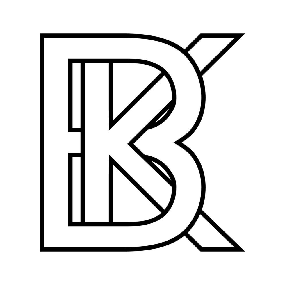 logotyp tecken bk, kb ikon tecken två interlaced brev b k vektor logotyp bk, kb först huvudstad brev mönster alfabet b, k