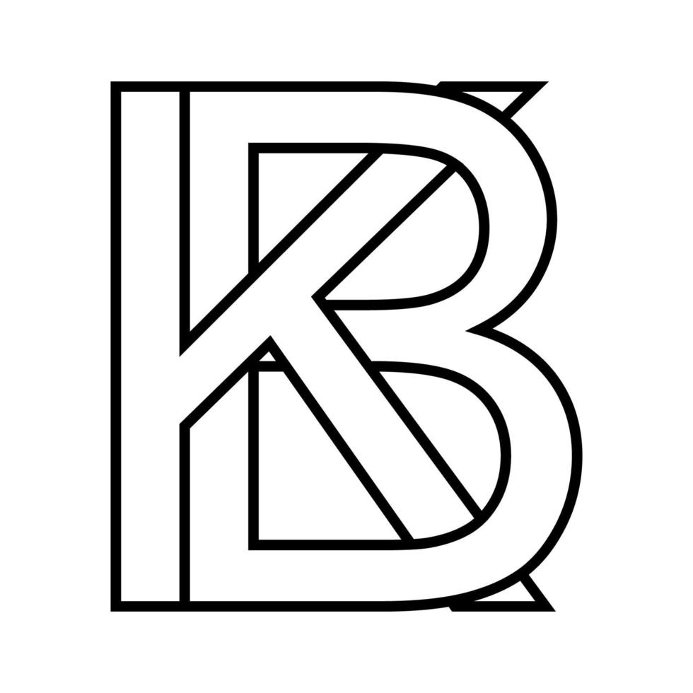 logotyp tecken kb bk ikon dubbel- brev logotyp b k vektor
