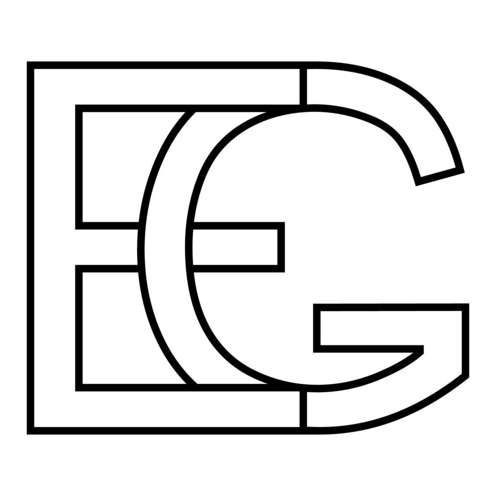 logotyp tecken t.ex och gE ikon tecken interlaced brev g, e vektor logotyp t.ex, gE först huvudstad brev mönster alfabet e, g