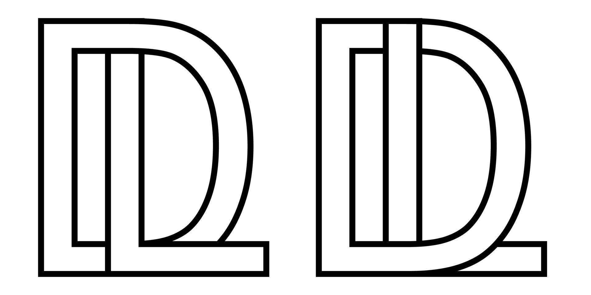 Logo ld dl Symbol Zeichen zwei interlaced Briefe l D, Vektor Logo ld dl zuerst Hauptstadt Briefe Muster Alphabet l d