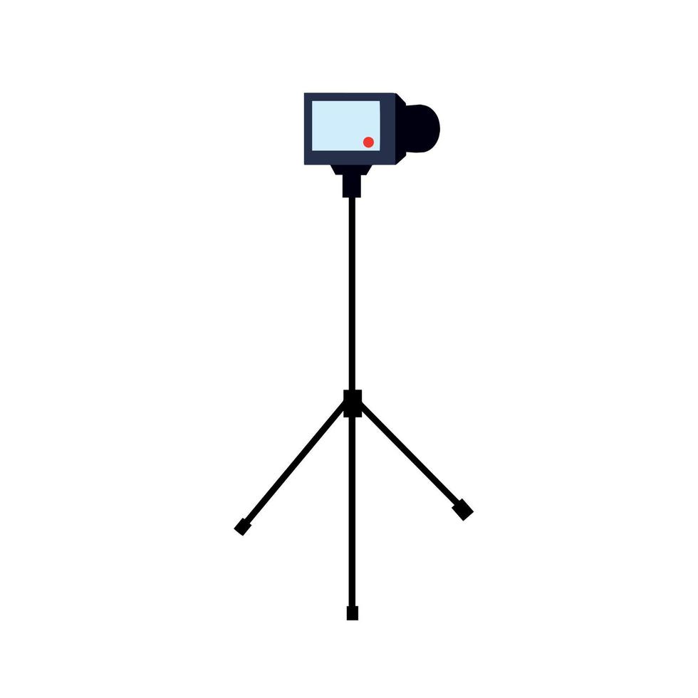video kamera på stativ. professionell fotografi. Foto Utrustning isolerat på vit vektor