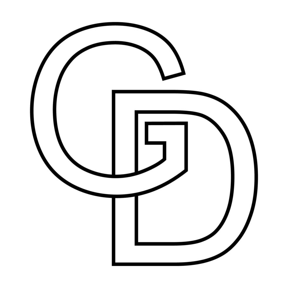 logotyp tecken gd dg ikon, nft interlaced brev g d vektor