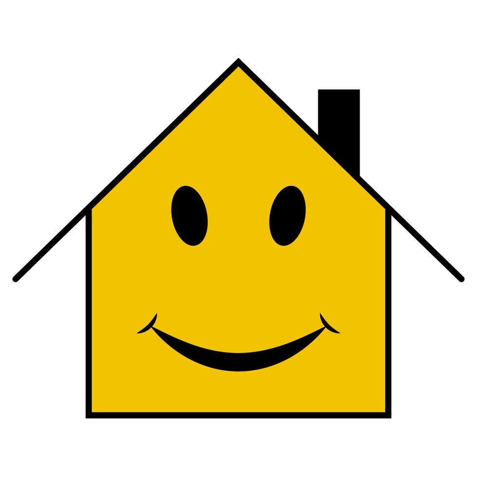 heiter glücklich Haus lächeln, Emoticon Smiley Haus, komisch Gesicht Mund vektor